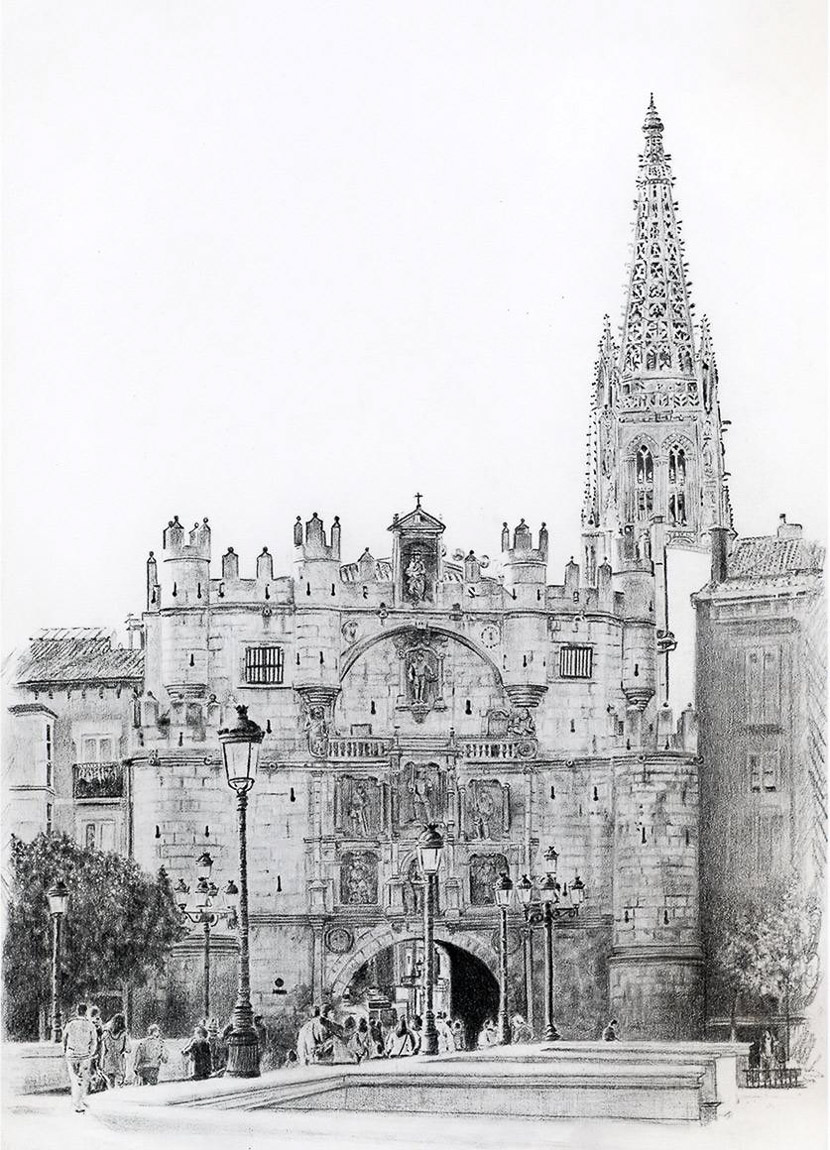 Arco de Santa María Burgos dibujo
