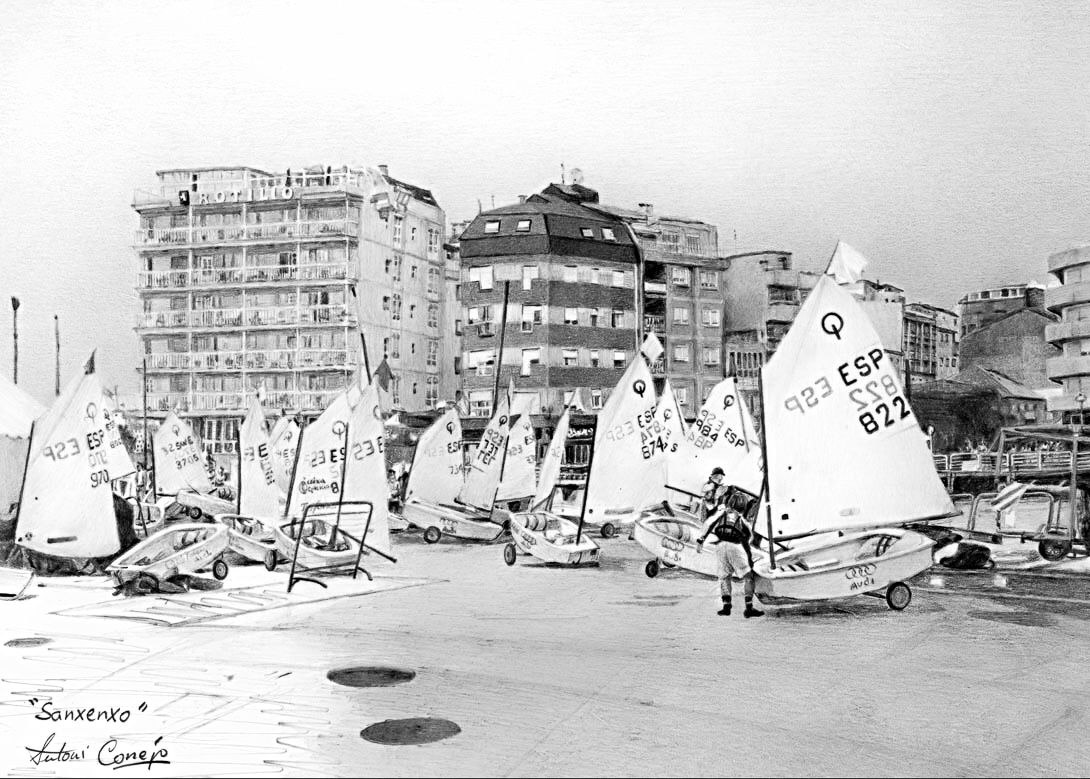 Día de las regatas Audi en Sanxenxo, dibujo