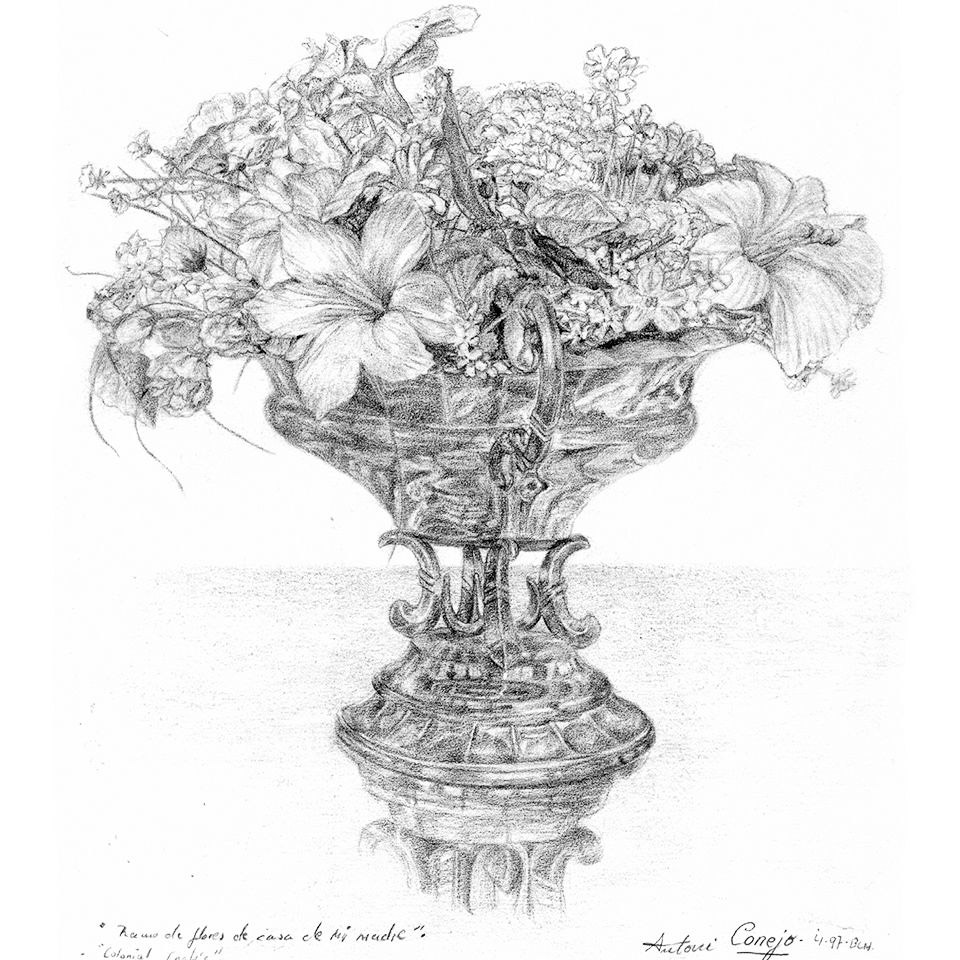 Florero de  estilo colonial dibujo