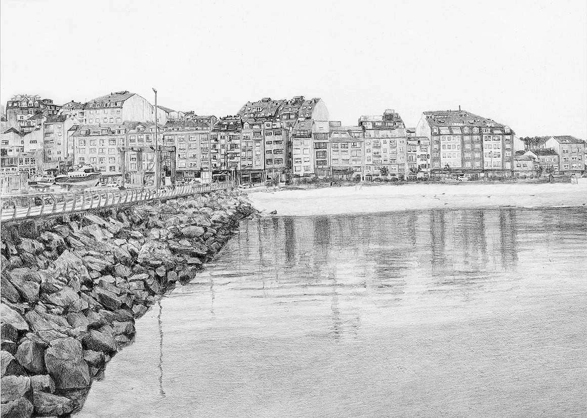 Portonovo desde el muelle de O Chasco dibujo